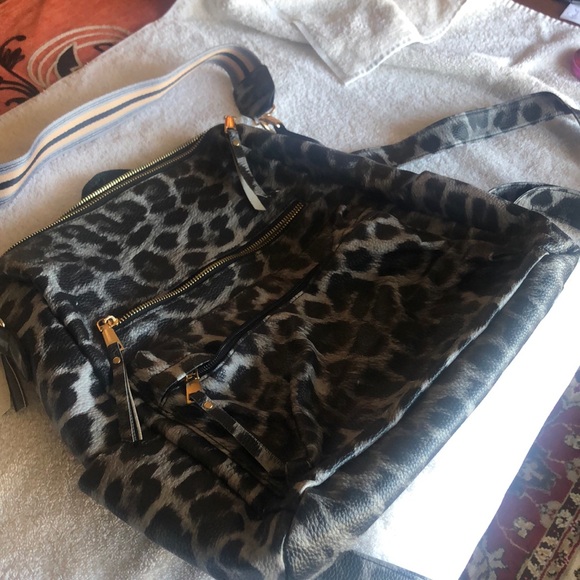 Handbags - Grey black leopard backpack